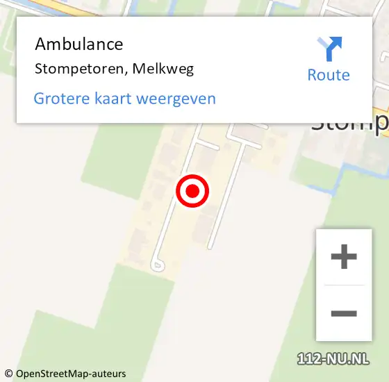 Locatie op kaart van de 112 melding: Ambulance Stompetoren, Melkweg op 26 september 2023 10:46