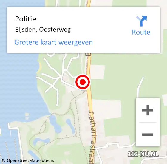 Locatie op kaart van de 112 melding: Politie Eijsden, Oosterweg op 26 september 2023 10:47