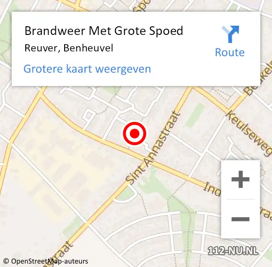 Locatie op kaart van de 112 melding: Brandweer Met Grote Spoed Naar Reuver, Benheuvel op 26 september 2023 10:51