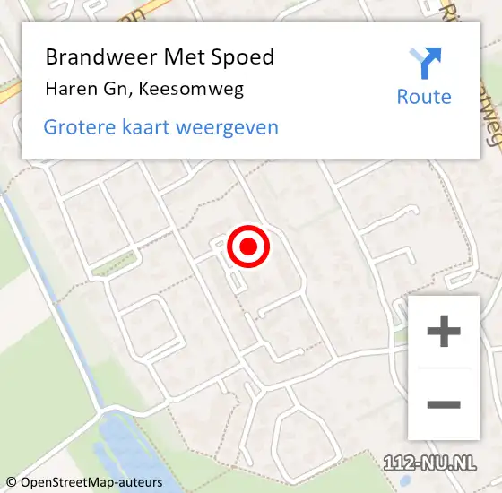 Locatie op kaart van de 112 melding: Brandweer Met Spoed Naar Haren Gn, Keesomweg op 26 september 2023 11:08