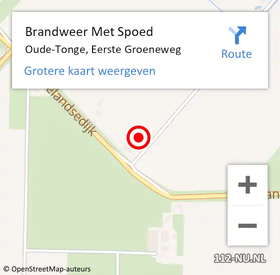 Locatie op kaart van de 112 melding: Brandweer Met Spoed Naar Oude-Tonge, Eerste Groeneweg op 26 september 2023 11:12