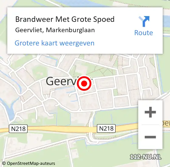 Locatie op kaart van de 112 melding: Brandweer Met Grote Spoed Naar Geervliet, Markenburglaan op 26 september 2023 12:02