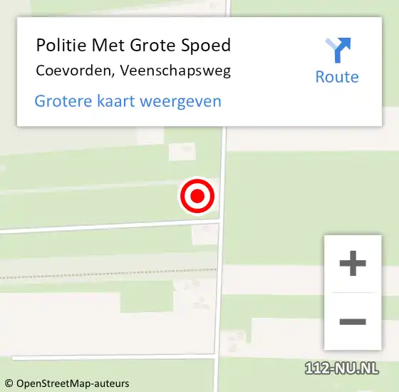 Locatie op kaart van de 112 melding: Politie Met Grote Spoed Naar Coevorden, Veenschapsweg op 26 september 2023 12:11
