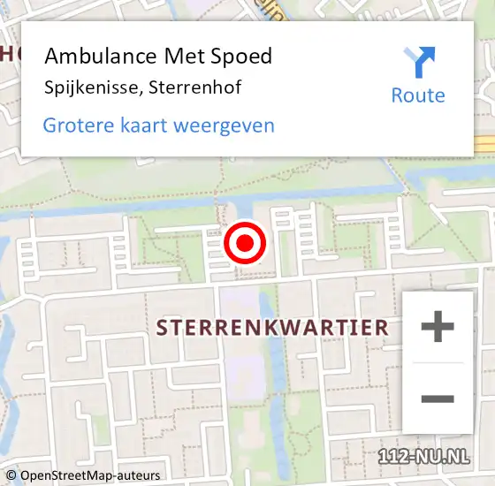 Locatie op kaart van de 112 melding: Ambulance Met Spoed Naar Spijkenisse, Sterrenhof op 26 september 2023 12:23