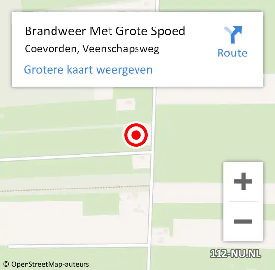 Locatie op kaart van de 112 melding: Brandweer Met Grote Spoed Naar Coevorden, Veenschapsweg op 26 september 2023 12:30