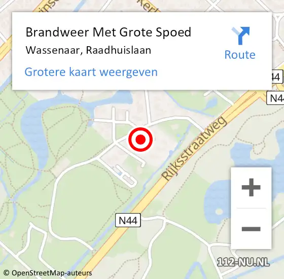 Locatie op kaart van de 112 melding: Brandweer Met Grote Spoed Naar Wassenaar, Raadhuislaan op 26 september 2023 12:36