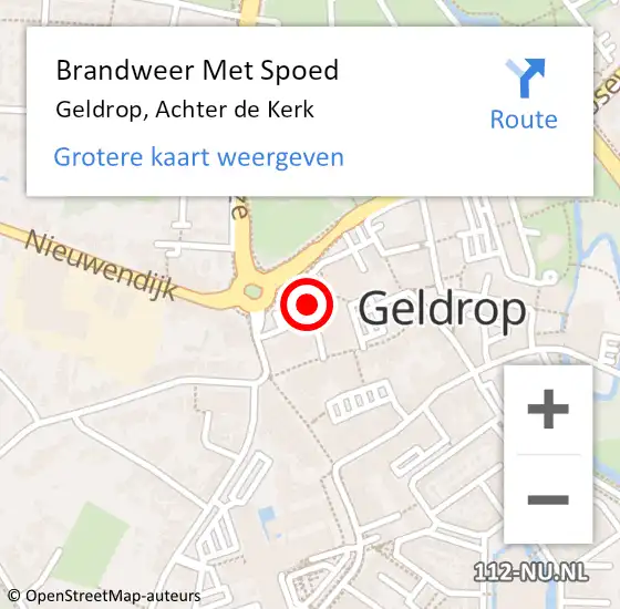 Locatie op kaart van de 112 melding: Brandweer Met Spoed Naar Geldrop, Achter de Kerk op 26 september 2023 12:40