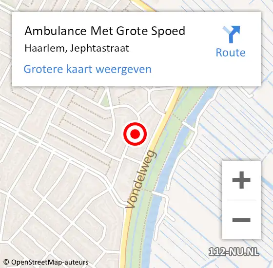 Locatie op kaart van de 112 melding: Ambulance Met Grote Spoed Naar Haarlem, Jephtastraat op 26 september 2023 12:45