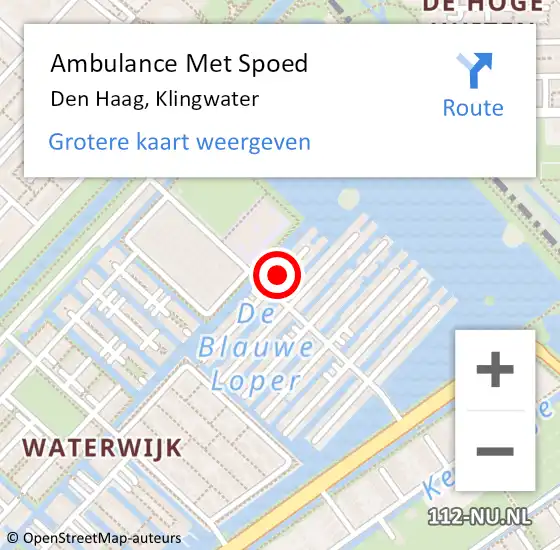 Locatie op kaart van de 112 melding: Ambulance Met Spoed Naar Den Haag, Klingwater op 26 september 2023 12:53