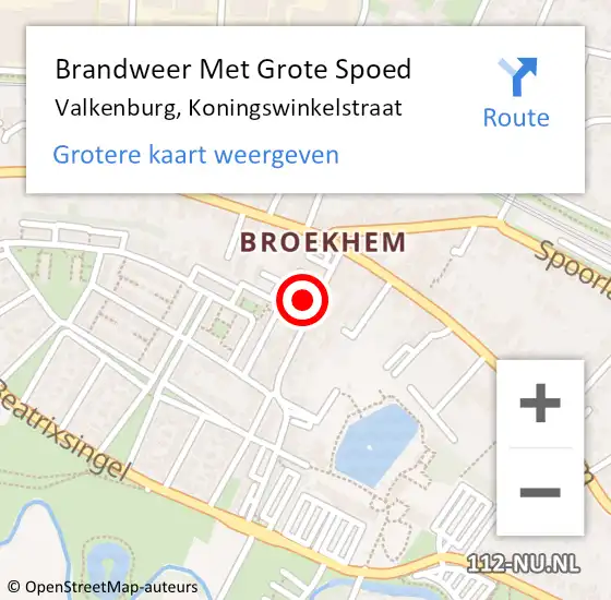 Locatie op kaart van de 112 melding: Brandweer Met Grote Spoed Naar Valkenburg, Koningswinkelstraat op 26 september 2023 13:04