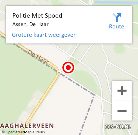 Locatie op kaart van de 112 melding: Politie Met Spoed Naar Assen, De Haar op 26 september 2023 13:07