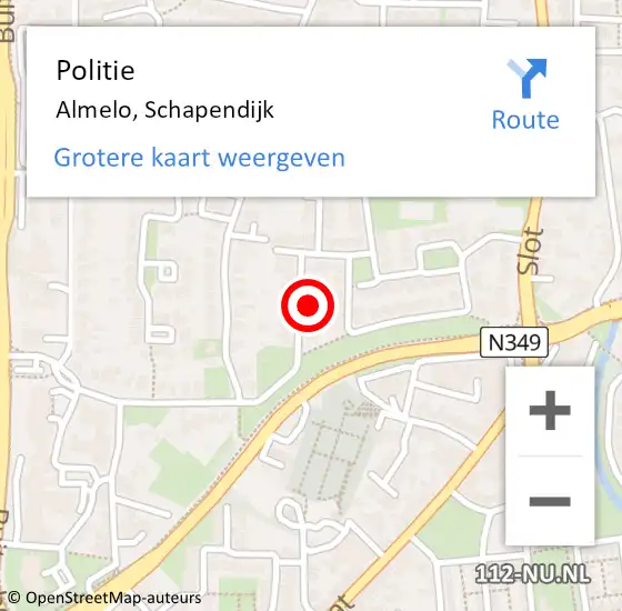 Locatie op kaart van de 112 melding: Politie Almelo, Schapendijk op 26 september 2023 13:37