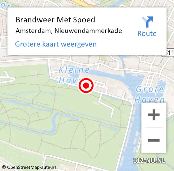 Locatie op kaart van de 112 melding: Brandweer Met Spoed Naar Amsterdam, Nieuwendammerkade op 26 september 2023 13:44