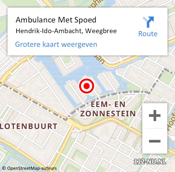 Locatie op kaart van de 112 melding: Ambulance Met Spoed Naar Hendrik-Ido-Ambacht, Weegbree op 26 september 2023 13:49