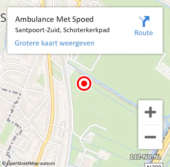 Locatie op kaart van de 112 melding: Ambulance Met Spoed Naar Santpoort-Zuid, Schoterkerkpad op 26 september 2023 14:11