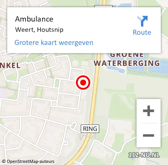 Locatie op kaart van de 112 melding: Ambulance Weert, Houtsnip op 9 september 2014 14:13