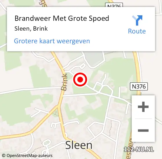 Locatie op kaart van de 112 melding: Brandweer Met Grote Spoed Naar Sleen, Brink op 14 oktober 2013 05:00