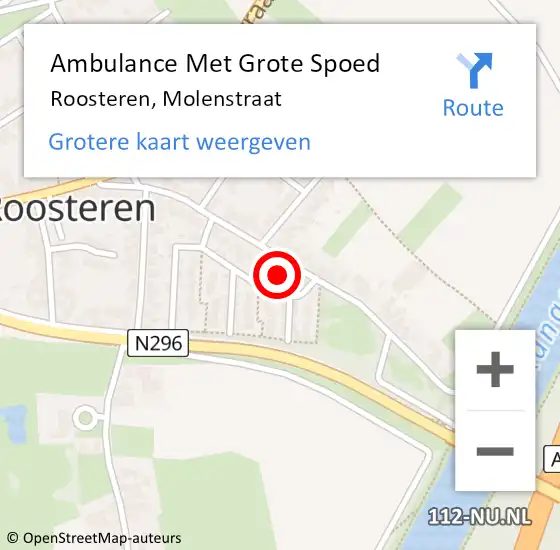 Locatie op kaart van de 112 melding: Ambulance Met Grote Spoed Naar Roosteren, Molenstraat op 9 september 2014 14:13