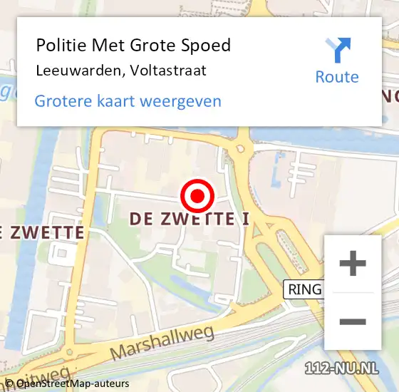 Locatie op kaart van de 112 melding: Politie Met Grote Spoed Naar Leeuwarden, Voltastraat op 26 september 2023 14:57