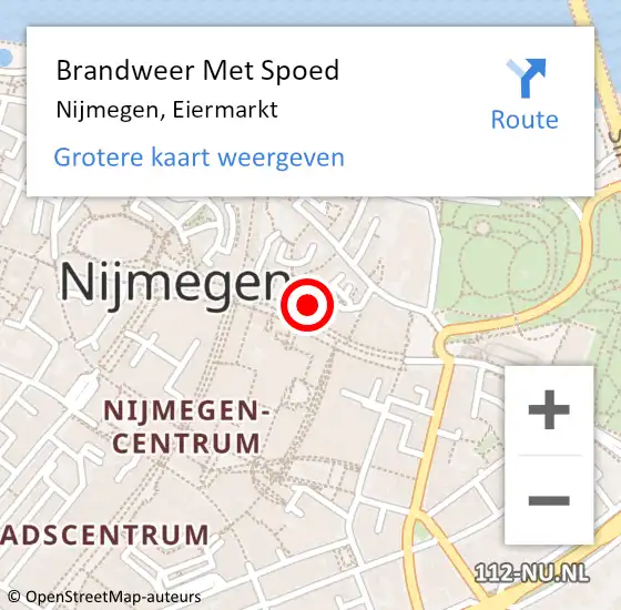 Locatie op kaart van de 112 melding: Brandweer Met Spoed Naar Nijmegen, Eiermarkt op 26 september 2023 14:58