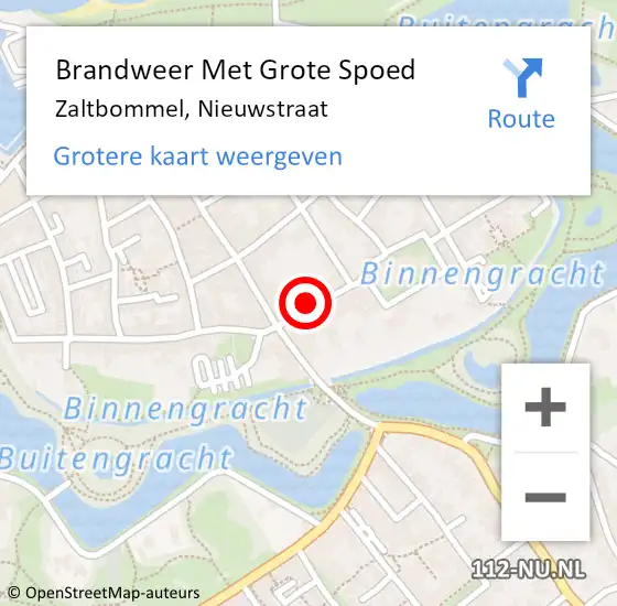 Locatie op kaart van de 112 melding: Brandweer Met Grote Spoed Naar Zaltbommel, Nieuwstraat op 26 september 2023 15:07