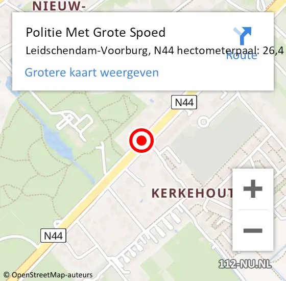 Locatie op kaart van de 112 melding: Politie Met Grote Spoed Naar Leidschendam-Voorburg, N44 hectometerpaal: 26,4 op 26 september 2023 15:09