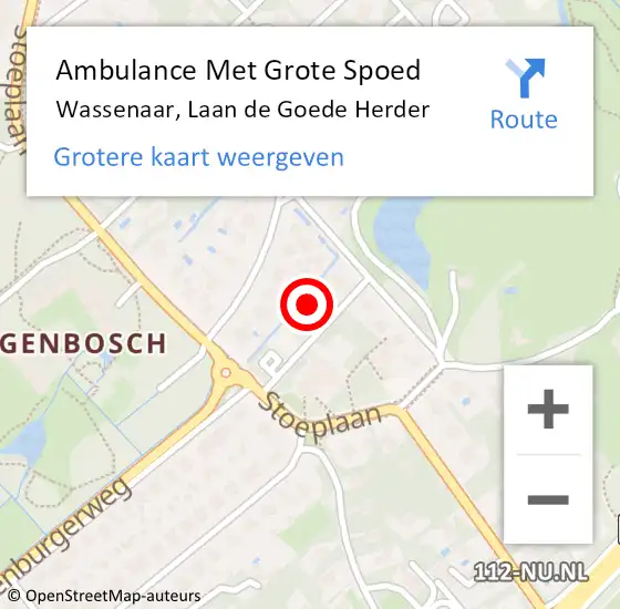 Locatie op kaart van de 112 melding: Ambulance Met Grote Spoed Naar Wassenaar, Laan de Goede Herder op 26 september 2023 15:31