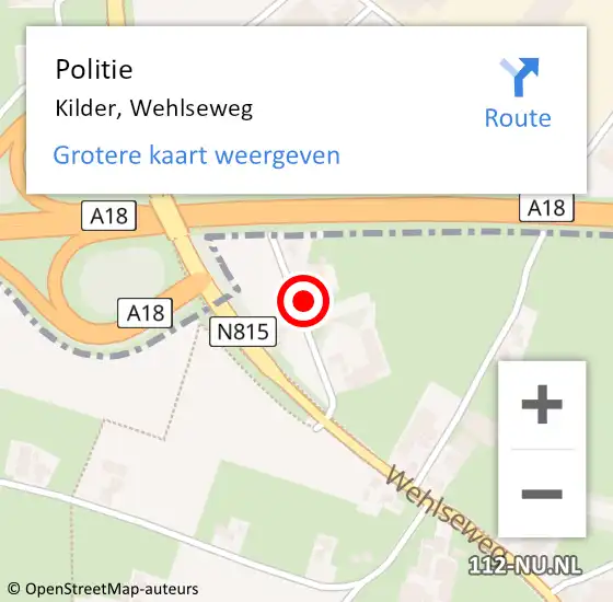 Locatie op kaart van de 112 melding: Politie Kilder, Wehlseweg op 26 september 2023 15:50