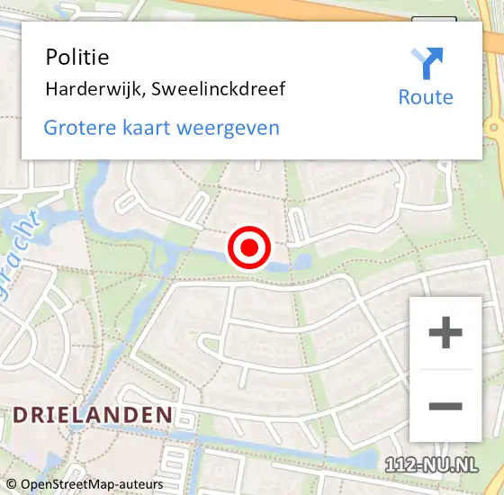 Locatie op kaart van de 112 melding: Politie Harderwijk, Sweelinckdreef op 26 september 2023 16:02