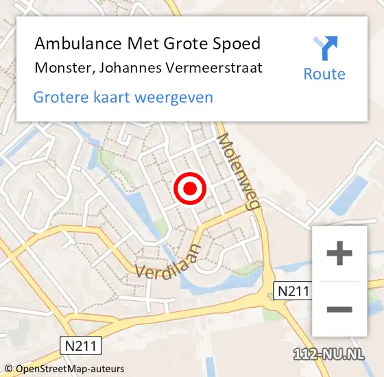 Locatie op kaart van de 112 melding: Ambulance Met Grote Spoed Naar Monster, Johannes Vermeerstraat op 26 september 2023 16:03