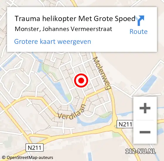 Locatie op kaart van de 112 melding: Trauma helikopter Met Grote Spoed Naar Monster, Johannes Vermeerstraat op 26 september 2023 16:04