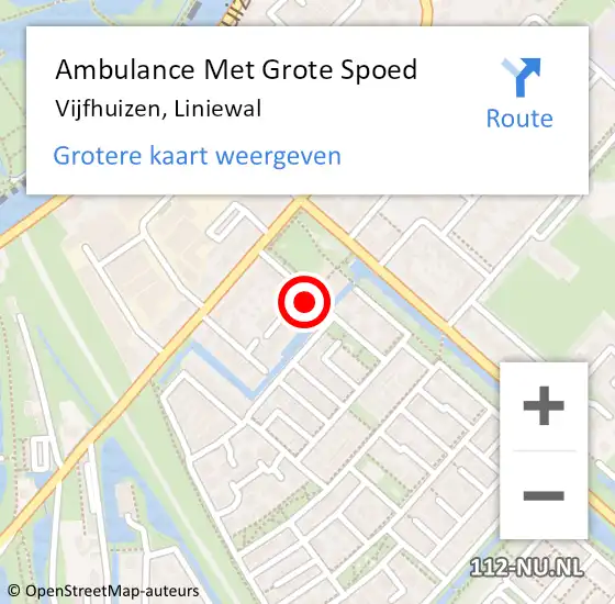 Locatie op kaart van de 112 melding: Ambulance Met Grote Spoed Naar Vijfhuizen, Liniewal op 26 september 2023 16:13