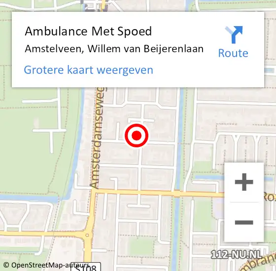 Locatie op kaart van de 112 melding: Ambulance Met Spoed Naar Amstelveen, Willem van Beijerenlaan op 26 september 2023 16:16