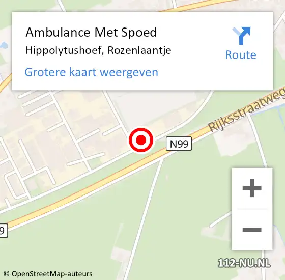 Locatie op kaart van de 112 melding: Ambulance Met Spoed Naar Hippolytushoef, Rozenlaantje op 26 september 2023 16:50