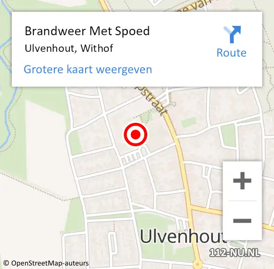 Locatie op kaart van de 112 melding: Brandweer Met Spoed Naar Ulvenhout, Withof op 26 september 2023 16:52