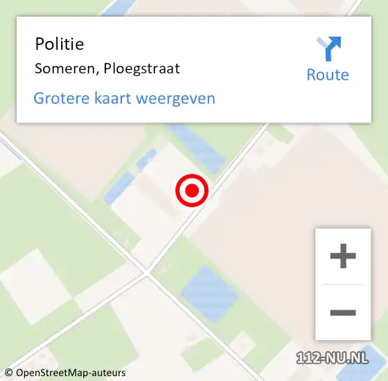 Locatie op kaart van de 112 melding: Politie Someren, Ploegstraat op 26 september 2023 16:57