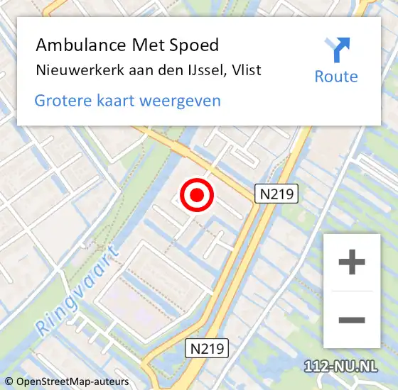 Locatie op kaart van de 112 melding: Ambulance Met Spoed Naar Nieuwerkerk aan den IJssel, Vlist op 9 september 2014 14:34