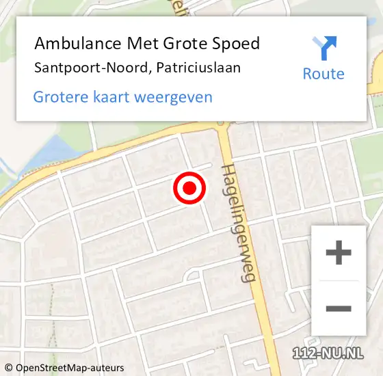 Locatie op kaart van de 112 melding: Ambulance Met Grote Spoed Naar Santpoort-Noord, Patriciuslaan op 26 september 2023 17:06