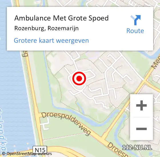 Locatie op kaart van de 112 melding: Ambulance Met Grote Spoed Naar Rozenburg, Rozemarijn op 26 september 2023 17:16