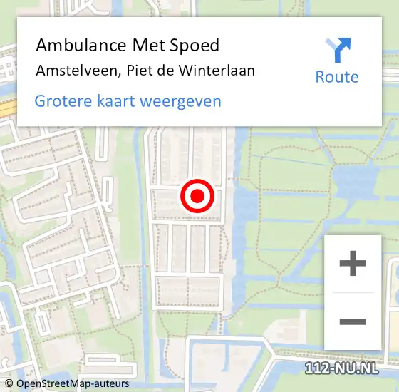 Locatie op kaart van de 112 melding: Ambulance Met Spoed Naar Amstelveen, Piet de Winterlaan op 26 september 2023 17:31