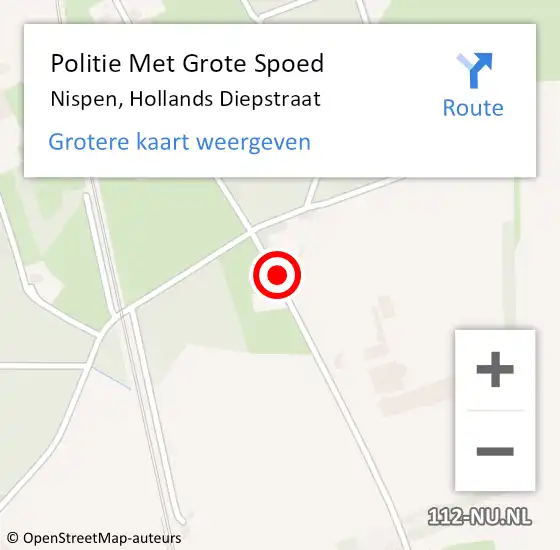 Locatie op kaart van de 112 melding: Politie Met Grote Spoed Naar Nispen, Hollands Diepstraat op 26 september 2023 17:31
