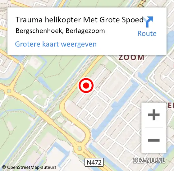 Locatie op kaart van de 112 melding: Trauma helikopter Met Grote Spoed Naar Bergschenhoek, Berlagezoom op 26 september 2023 18:00