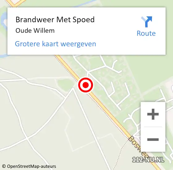 Locatie op kaart van de 112 melding: Brandweer Met Spoed Naar Oude Willem op 26 september 2023 18:17