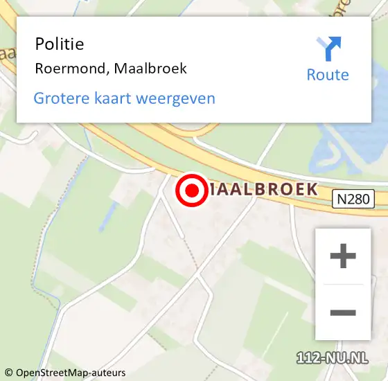 Locatie op kaart van de 112 melding: Politie Roermond, Maalbroek op 26 september 2023 19:05