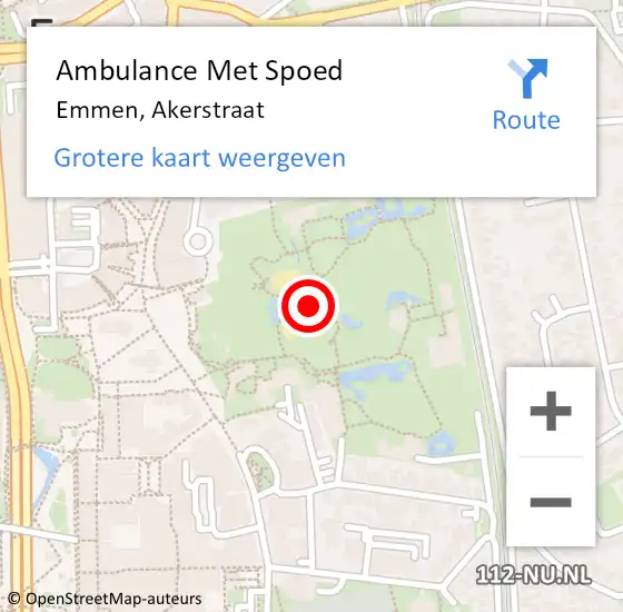 Locatie op kaart van de 112 melding: Ambulance Met Spoed Naar Emmen, Akerstraat op 9 september 2014 14:47