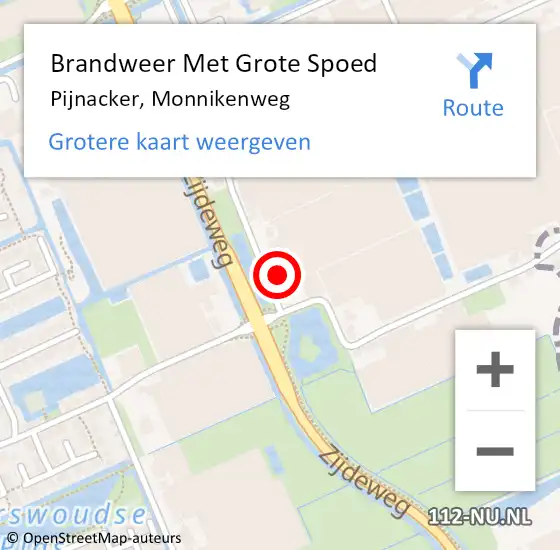 Locatie op kaart van de 112 melding: Brandweer Met Grote Spoed Naar Pijnacker, Monnikenweg op 26 september 2023 19:33