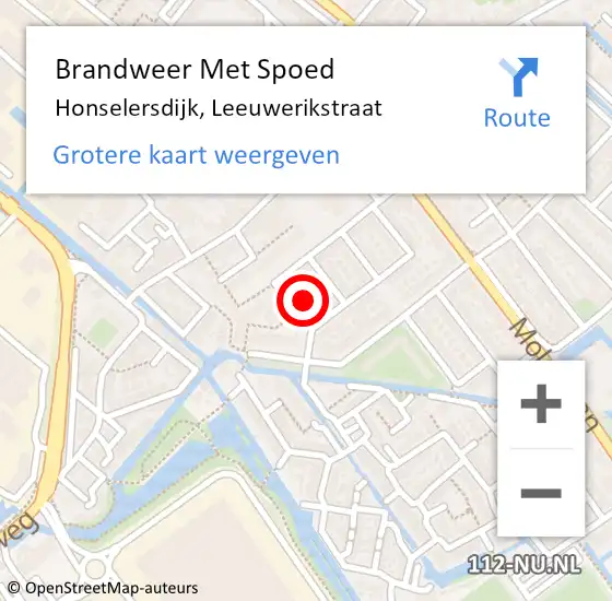 Locatie op kaart van de 112 melding: Brandweer Met Spoed Naar Honselersdijk, Leeuwerikstraat op 26 september 2023 19:43