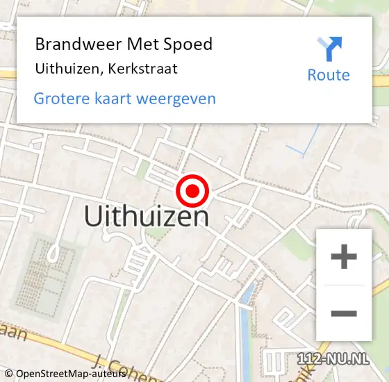 Locatie op kaart van de 112 melding: Brandweer Met Spoed Naar Uithuizen, Kerkstraat op 26 september 2023 19:46