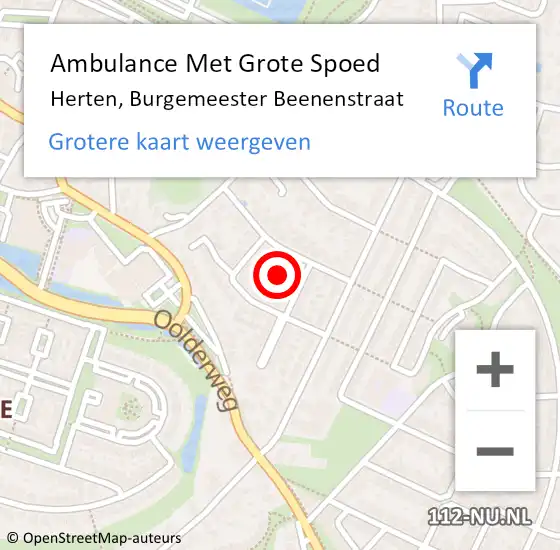 Locatie op kaart van de 112 melding: Ambulance Met Grote Spoed Naar Herten, Burgemeester Beenenstraat op 26 september 2023 19:50