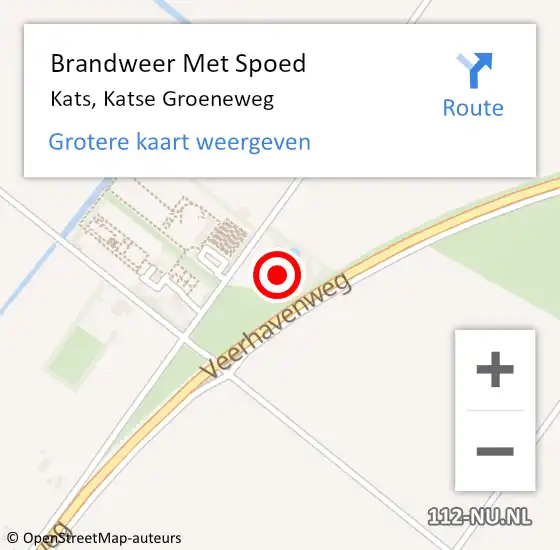 Locatie op kaart van de 112 melding: Brandweer Met Spoed Naar Kats, Katse Groeneweg op 26 september 2023 20:01